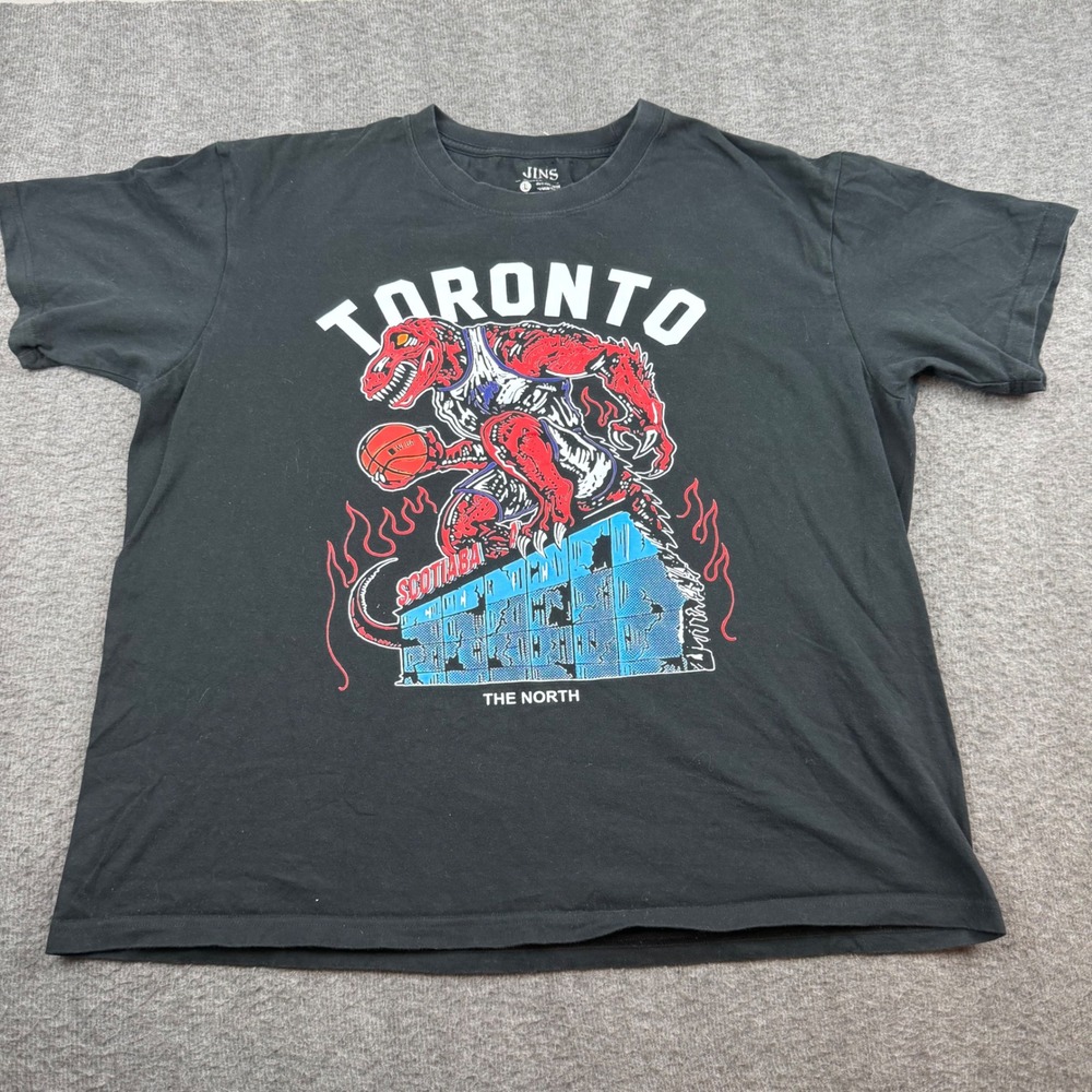 JINS Toronto The North T-Shirt Men's Large Black Dinosaur Basketball Graphic Tee